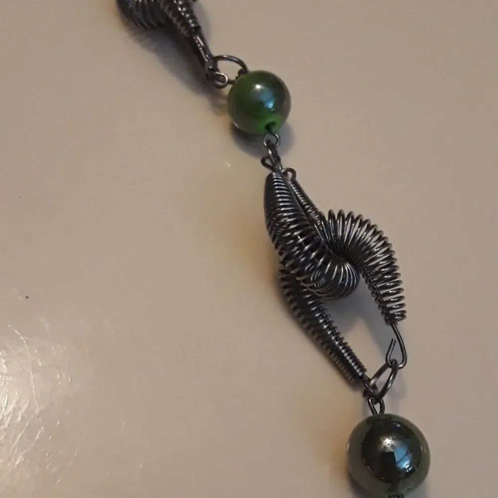 Silver And Green 17 Inch Necklace